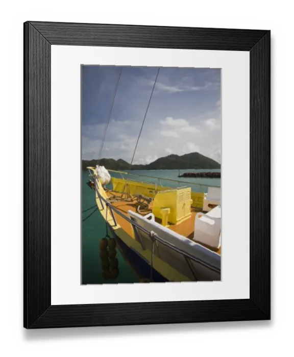 Framed Print : Seychelles, Praslin Island, Baie Ste-Anne, Windjammer Ferry to La Digue Island Framed Print : Seychelles, Praslin Island, Baie Ste-Anne, Windjammer Ferry to La Digue Island