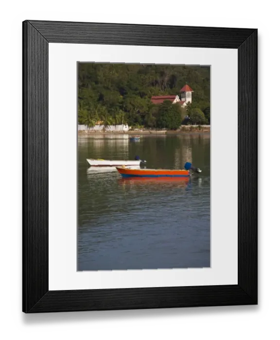 Framed Print : Seychelles, Praslin Island, Baie Ste-Anne, waterfront