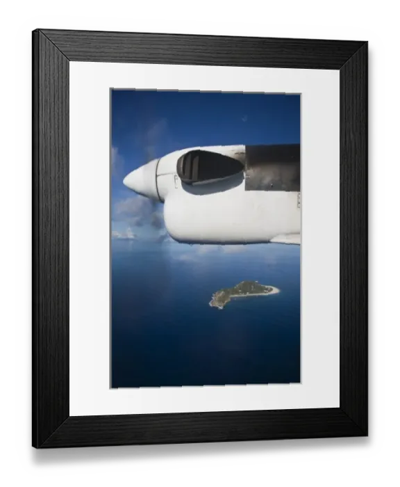 Framed Print : Seychelles, Praslin Island, Indian Ocean from propeller-driven airliner Framed Print : Seychelles, Praslin Island, Indian Ocean from propeller-driven airliner