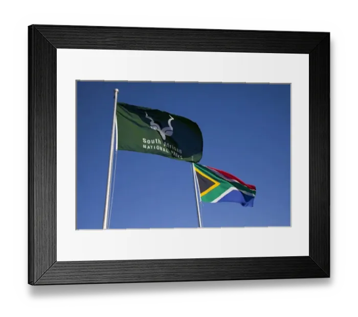 Framed Print : South Namaqua National Park. South African and National Parks flags Framed Print : South Namaqua National Park. South African and National Parks flags