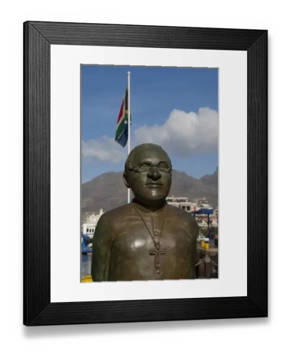 Framed Print : South Africa, Cape Town. Victoria & Alfred Waterfront, waterfront statues of famous South African