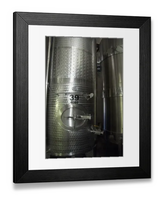 Framed Print : South Africa, Cape Town. Stellenbosch wine area, Zevenwacht Winery. Stainless steel storage tank Framed Print : South Africa, Cape Town. Stellenbosch wine area, Zevenwacht Winery. Stainless steel storage tank