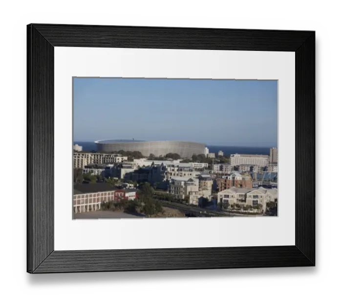 Framed Print : South Africa, Cape Town. Coastal downtown view of Cape Town Stadium Framed Print : South Africa, Cape Town. Coastal downtown view of Cape Town Stadium