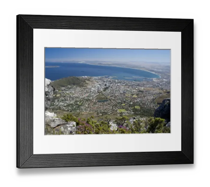 Framed Print : South Africa, Cape Town, Table Mountain. View of Cape Town and Table Bay from Framed Print : South Africa, Cape Town, Table Mountain. View of Cape Town and Table Bay from