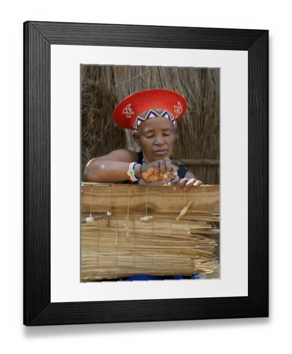 Framed Print : Africa, South Africa, KwaZulu Natal, Shakaland, Zulu woman weaving mats (MR) Framed Print : Africa, South Africa, KwaZulu Natal, Shakaland, Zulu woman weaving mats (MR)