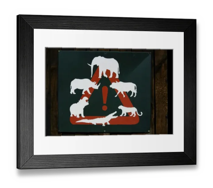 Framed Print : Africa, South Africa, KwaZulu Natal, Westville, warning sign in Tembe Elephant Park