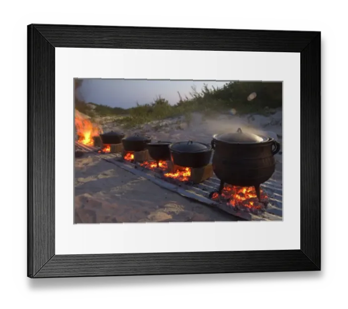 Framed Print : Jeffreys Bay, South Africa. Moonlight barbeque on the beach Here is the traditional