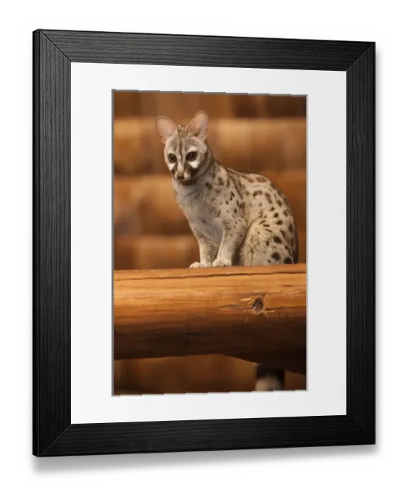 Framed Print : Africa. Tanzania. Civet in the rafters of Ndutu Safari Lodge in the Ngorongoro Conservation Area