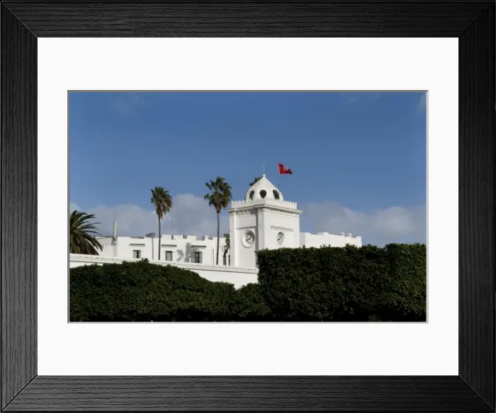Framed Print : Finance Building in Main Square with white government building in Tunis Tunisia in Framed Print : Finance Building in Main Square with white government building in Tunis Tunisia in