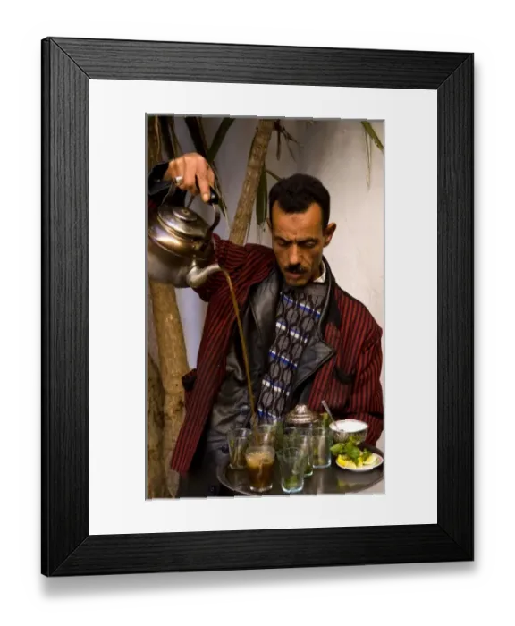 Framed Print : Man pouring tea for sale in Medina area of Tunis Tunisia of Northern Africa