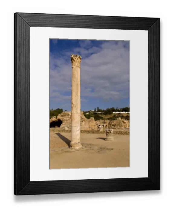 Framed Print : Pillar of Carthage Tunisia old city with Roman baths of Antoninus Pius in 138 AC Framed Print : Pillar of Carthage Tunisia old city with Roman baths of Antoninus Pius in 138 AC