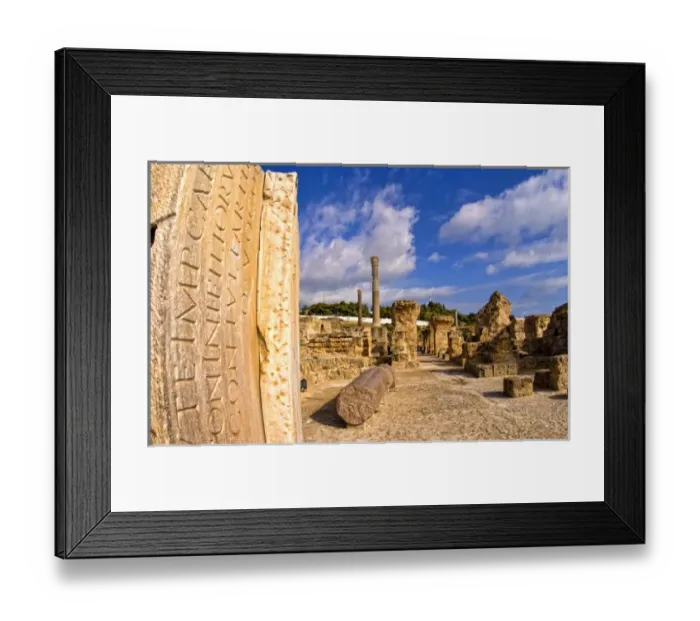 Framed Print : Carthage Tunisia old city with Roman baths of Antoninus Pius in 138 AC in Africa Framed Print : Carthage Tunisia old city with Roman baths of Antoninus Pius in 138 AC in Africa