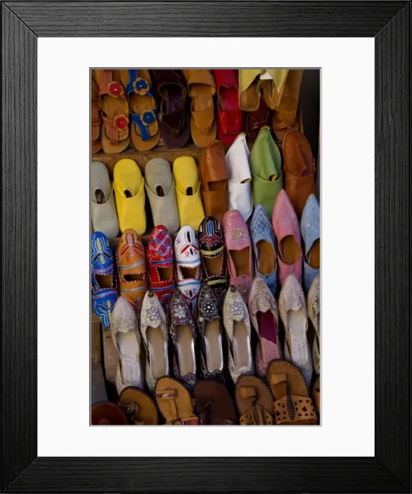 Framed Print : Shoes for sale in Sidi Bou Said area of Tunis Tunisia in Northern Africa as this Framed Print : Shoes for sale in Sidi Bou Said area of Tunis Tunisia in Northern Africa as this