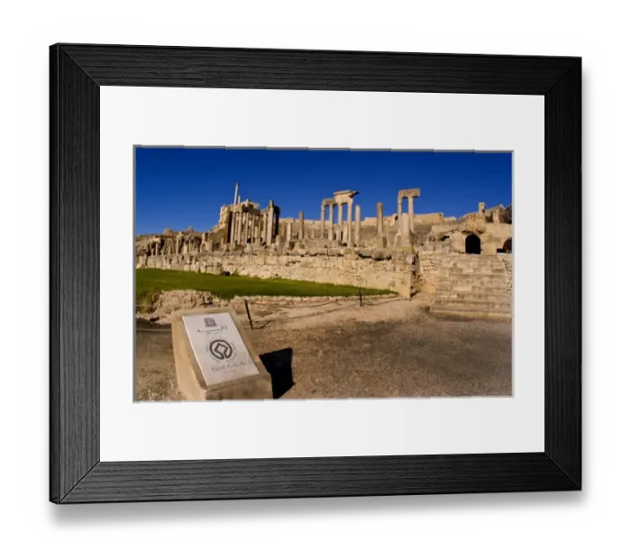 Framed Print : Historical 2nd Century Roman Theater ruins in Dougga in Tunisia Northern Africa