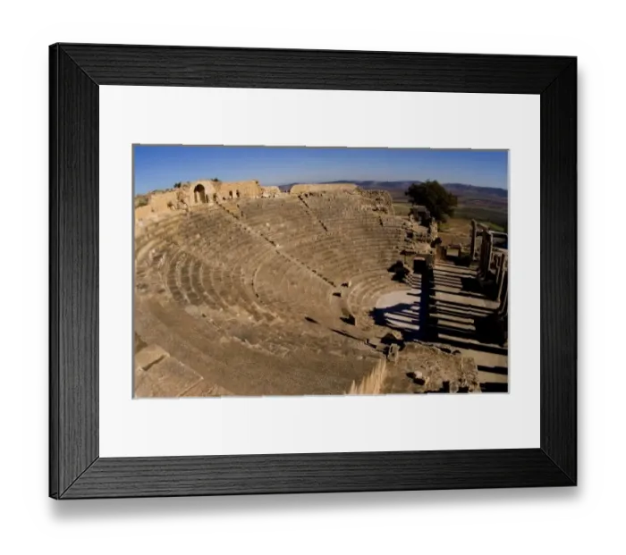 Framed Print : Historical 2nd Century Roman Theater ruins in Dougga in Tunisia Northern Africa