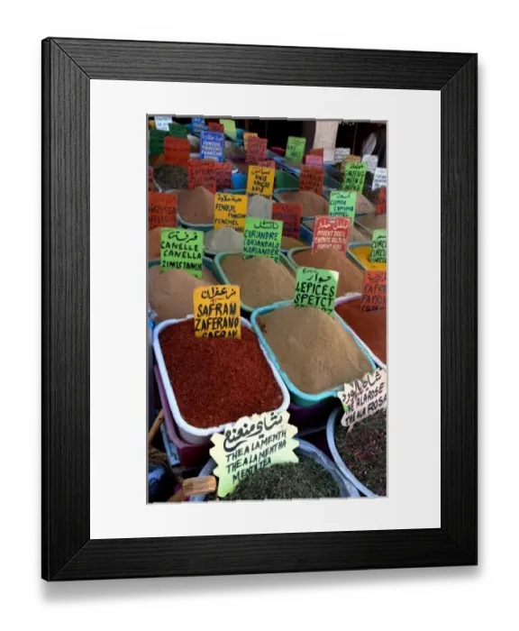 Framed Print : Spice market with spices for sale in Gabes market in Tunisia Africa Framed Print : Spice market with spices for sale in Gabes market in Tunisia Africa