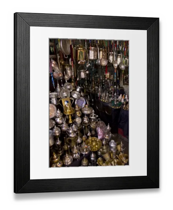 Framed Print : Crowded market bazaars in the famous Medina in Muslim Holy City of Kairovan Tunisia