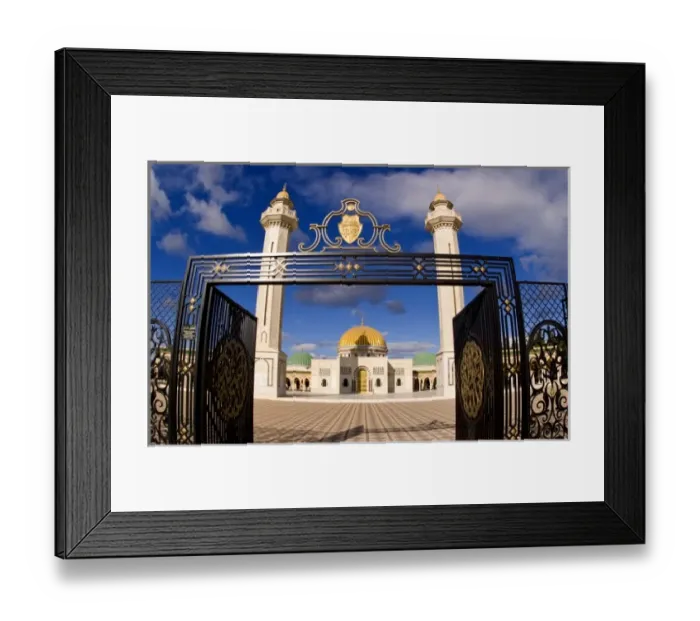Framed Print : Beautiful famous Bourguiba Mausoleum grounds in Sousse area Monastir, Tunisia
