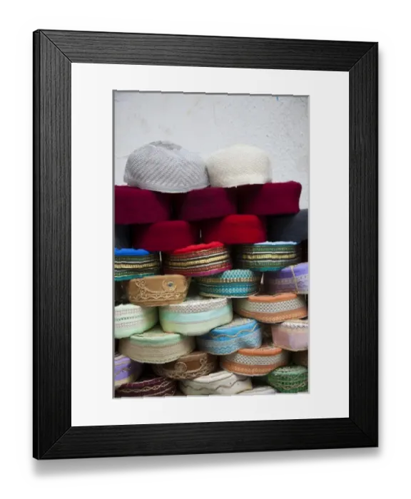Framed Print : Tunisia, Tunis, Medina, Grand Souq des Chechias, Chechia or Fez hats
