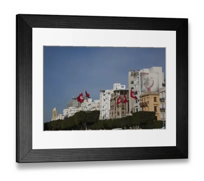 Framed Print : Tunisia, Tunis, Avenue Habib Bourguiba, buildings, morning Framed Print : Tunisia, Tunis, Avenue Habib Bourguiba, buildings, morning
