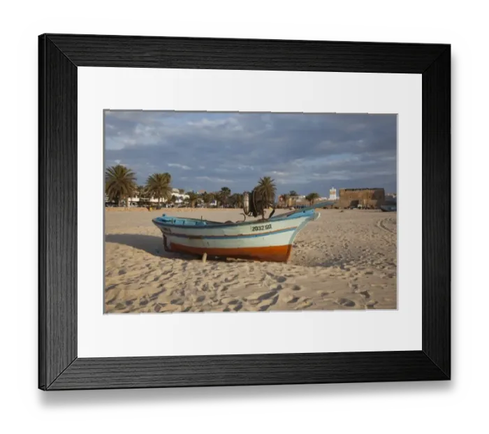 Framed Print : Tunisia, Cap Bon, Hammamet, waterfront, Kasbah Fort and fishing boats, dusk Framed Print : Tunisia, Cap Bon, Hammamet, waterfront, Kasbah Fort and fishing boats, dusk
