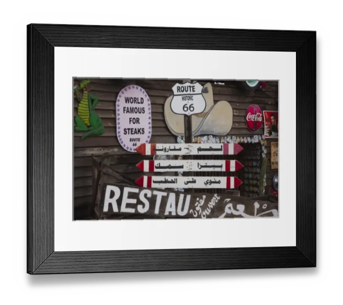 Framed Print : Tunisia, Tunisian Central Coast, Akouda, Route 66 theme restaurant Framed Print : Tunisia, Tunisian Central Coast, Akouda, Route 66 theme restaurant