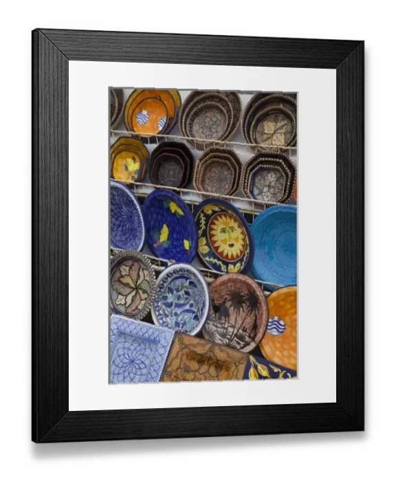 Framed Print : Tunisia, Tunisian Central Coast, Port El Kantaoui, Tunisian pottery