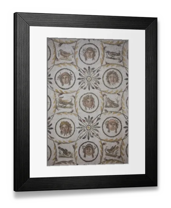 Framed Print : Tunisia, Tunisian Central Coast, El Jem, El Jem Museum, Roman-era mosaic