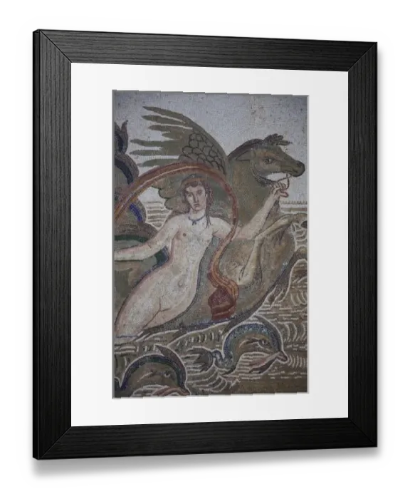 Framed Print : Tunisia, Tunisian Central Coast, El Jem, El Jem Museum, Roman-era mosaic