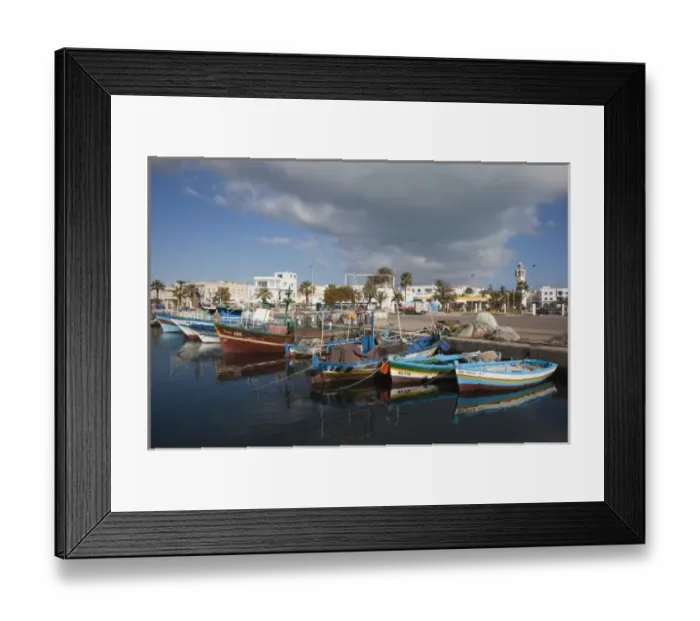 Framed Print : Tunisia, Tunisian Central Coast, Mahdia, town port Framed Print : Tunisia, Tunisian Central Coast, Mahdia, town port