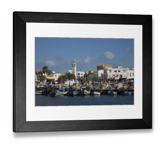 Framed Print : Tunisia, Tunisian Central Coast, Mahdia, town port Framed Print : Tunisia, Tunisian Central Coast, Mahdia, town port