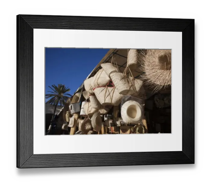 Framed Print : Tunisia, Jerba Island, Houmt Souq, souvenir baskets Framed Print : Tunisia, Jerba Island, Houmt Souq, souvenir baskets