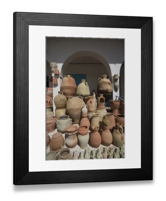 Framed Print : Tunisia, Jerba Island, Guellala, locally produced pottery for sale Framed Print : Tunisia, Jerba Island, Guellala, locally produced pottery for sale