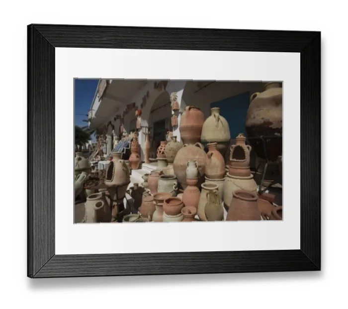 Framed Print : Tunisia, Jerba Island, Guellala, locally produced pottery for sale Framed Print : Tunisia, Jerba Island, Guellala, locally produced pottery for sale