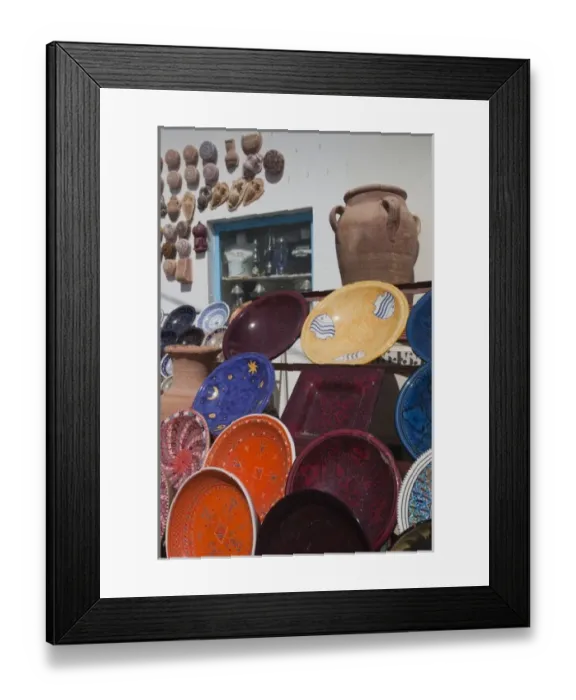 Framed Print : Tunisia, Jerba Island, Guellala, locally produced pottery for sale Framed Print : Tunisia, Jerba Island, Guellala, locally produced pottery for sale
