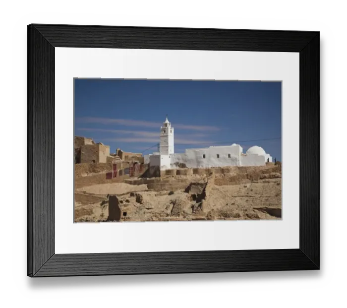 Framed Print : Tunisia, Ksour Area, Chenini, Berber village mosque view Framed Print : Tunisia, Ksour Area, Chenini, Berber village mosque view