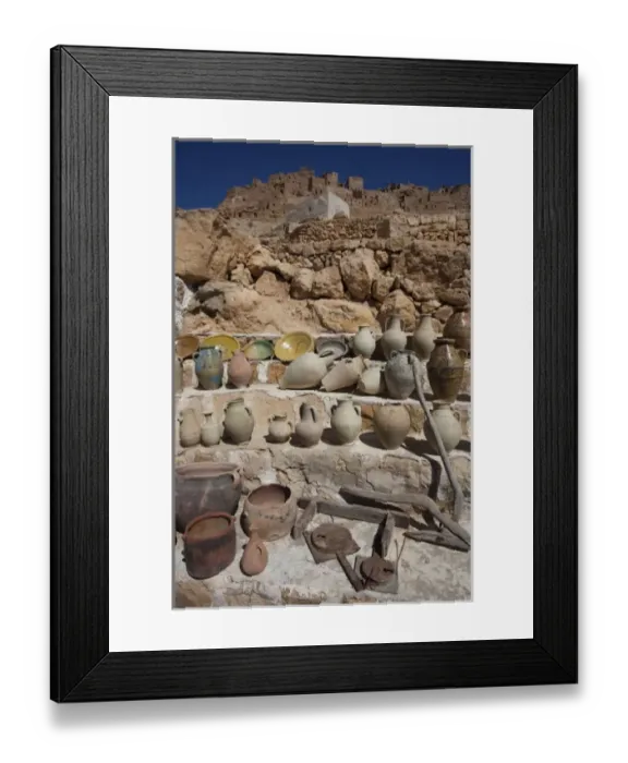 Framed Print : Tunisia, Ksour Area, Chenini, Berber village pottery