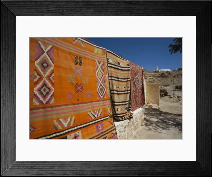 Framed Print : Tunisia, Ksour Area, Chenini, Berber carpets for sale Framed Print : Tunisia, Ksour Area, Chenini, Berber carpets for sale