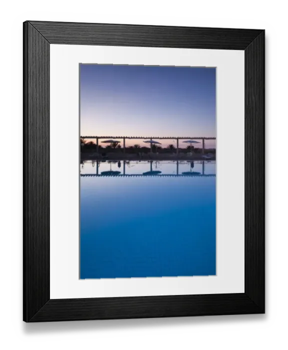 Framed Print : Tunisia, The Jerid Area, Tozeur, Hotel El Mouradi, swimming pool view, dawn Framed Print : Tunisia, The Jerid Area, Tozeur, Hotel El Mouradi, swimming pool view, dawn
