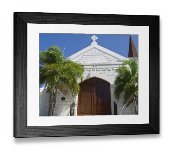 Framed Print : Caribbean, Cayman Islands, Grand Cayman, Georgetown. White church on Grand Cayman