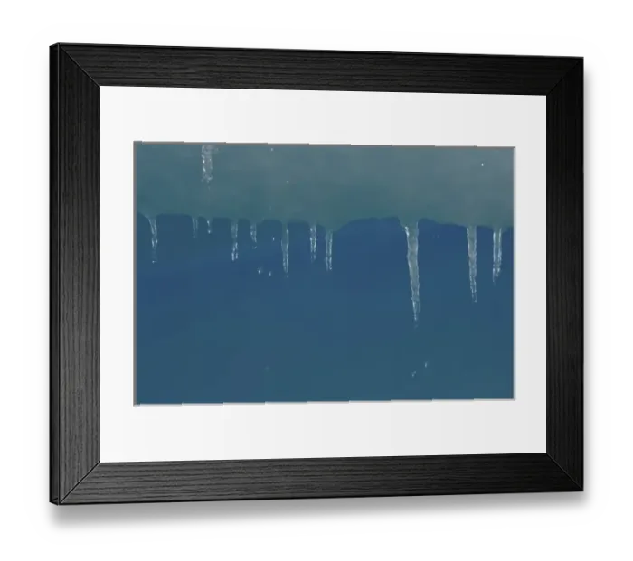 Framed Print : water dripping from icicles hanging along an iceberg, western Antarctic peninsula
