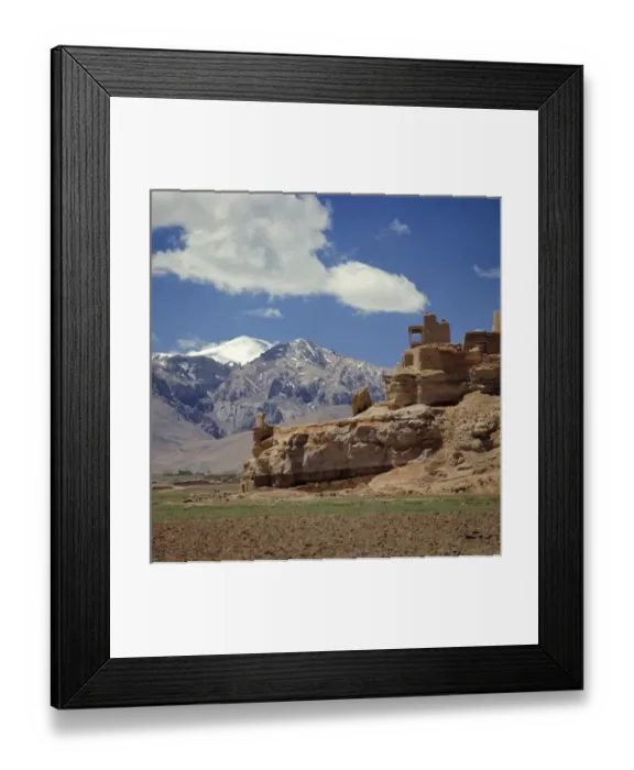 Framed Print : Afghanistan, Bamian Valley. The ruins of a lookout languish above pastures in the Bamian Valley Framed Print : Afghanistan, Bamian Valley. The ruins of a lookout languish above pastures in the Bamian Valley