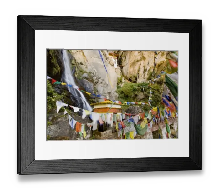 Framed Print : prayer flags on Trail to Takshang Monastery, near Paro, Bhutan Framed Print : prayer flags on Trail to Takshang Monastery, near Paro, Bhutan
