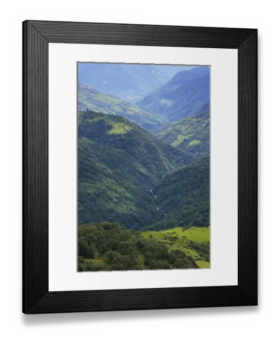 Framed Print : Farmlands and Himalaya forest in the Mangdue Valley, Bhutan