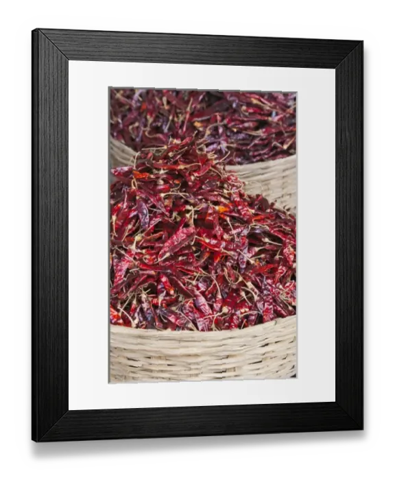 Framed Print : Red peppers at local produce market, Bumthang, Bhutan Framed Print : Red peppers at local produce market, Bumthang, Bhutan