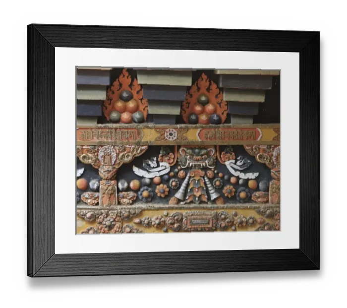 Framed Print : Asia, Bhutan. Dragon mural and wood carving at Punakha Dzong Framed Print : Asia, Bhutan. Dragon mural and wood carving at Punakha Dzong