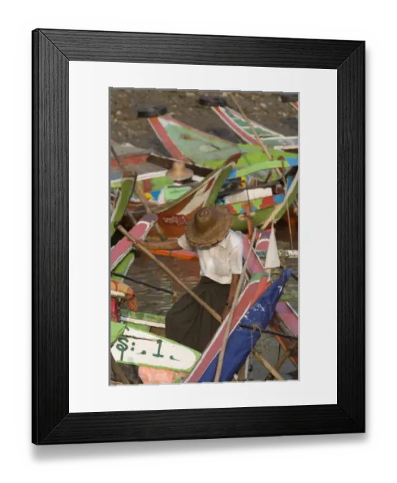 Framed Print : Asia, Myanmar, Yangon. Boat transportation in Yangon Framed Print : Asia, Myanmar, Yangon. Boat transportation in Yangon