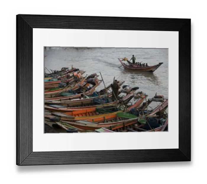 Framed Print : Asia, Myanmar, Yangon. Boat transportation in Yangon Framed Print : Asia, Myanmar, Yangon. Boat transportation in Yangon
