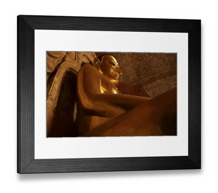Framed Print : Asia, Myanmar, Bagan, golden Buddha statue Framed Print : Asia, Myanmar, Bagan, golden Buddha statue