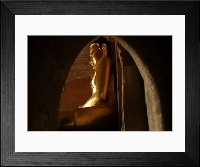 Framed Print : Asia, Myanmar, Bagan, golden Buddha statue Framed Print : Asia, Myanmar, Bagan, golden Buddha statue